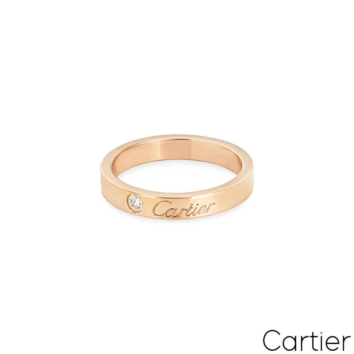 Cartier Rose Gold C de Cartier Diamond Wedding Ring Size 50 B4086400